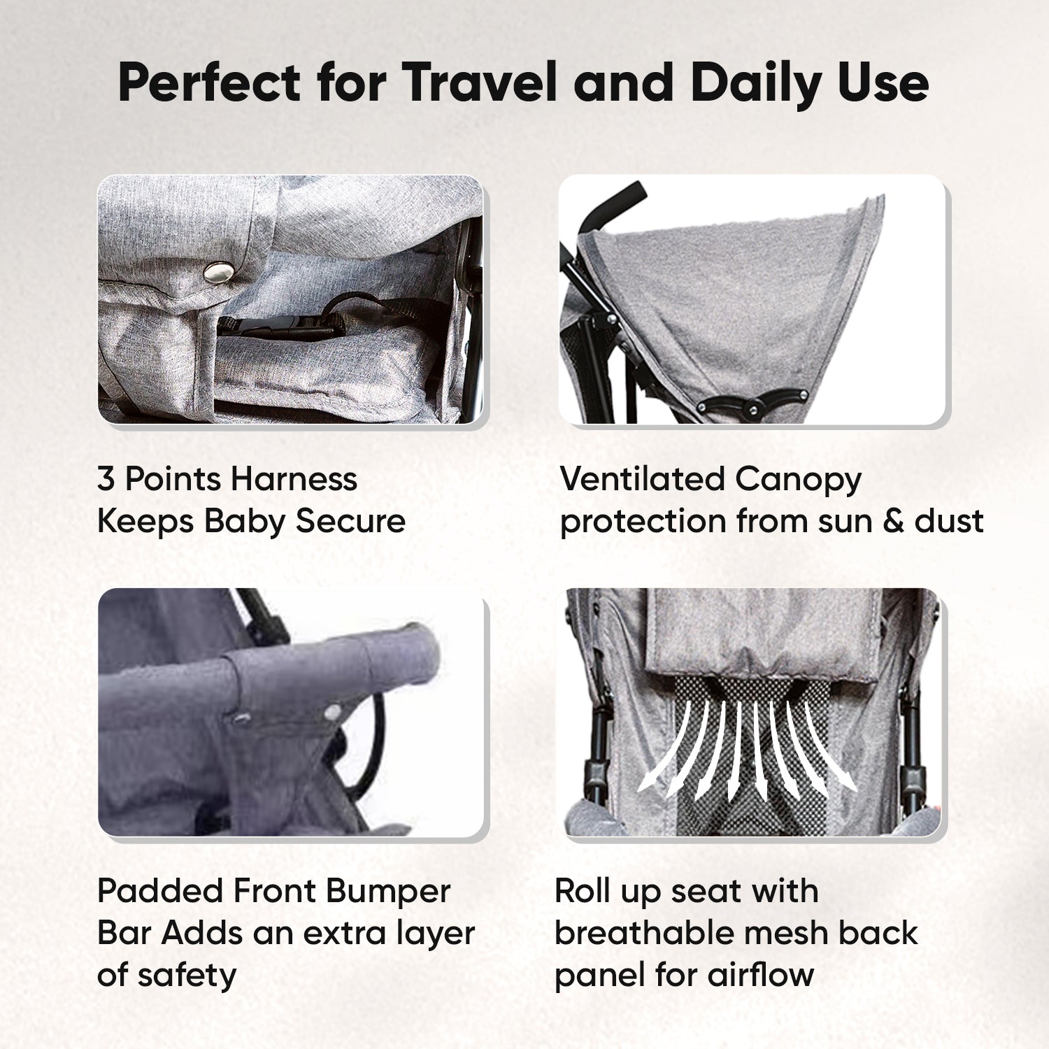 Breezy Lite Grey Baby Stroller - Angels & Mice