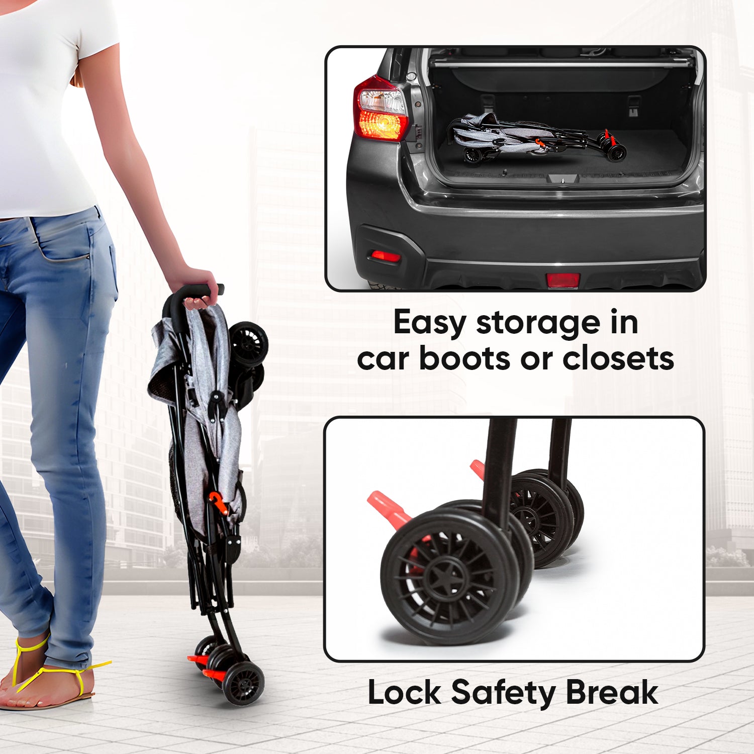 Breezy Lite Grey Baby Stroller - Angels & Mice