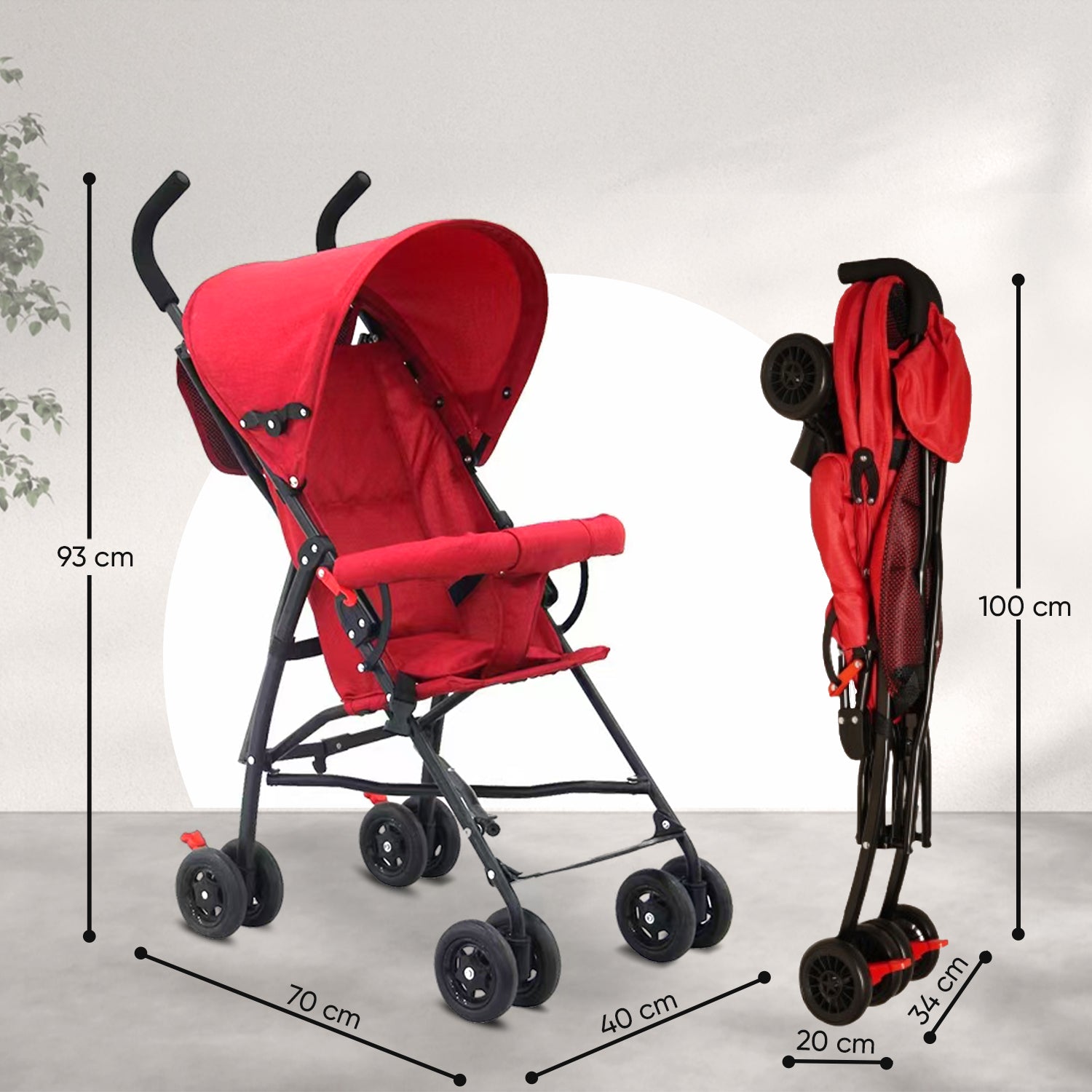 Breezy Lite Red Baby Stroller - Angels & Mice