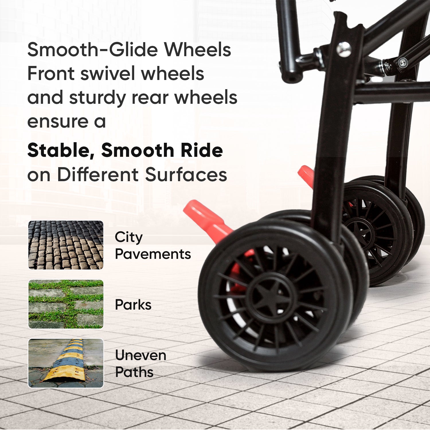 Breezy Lite Red Baby Stroller - Angels & Mice