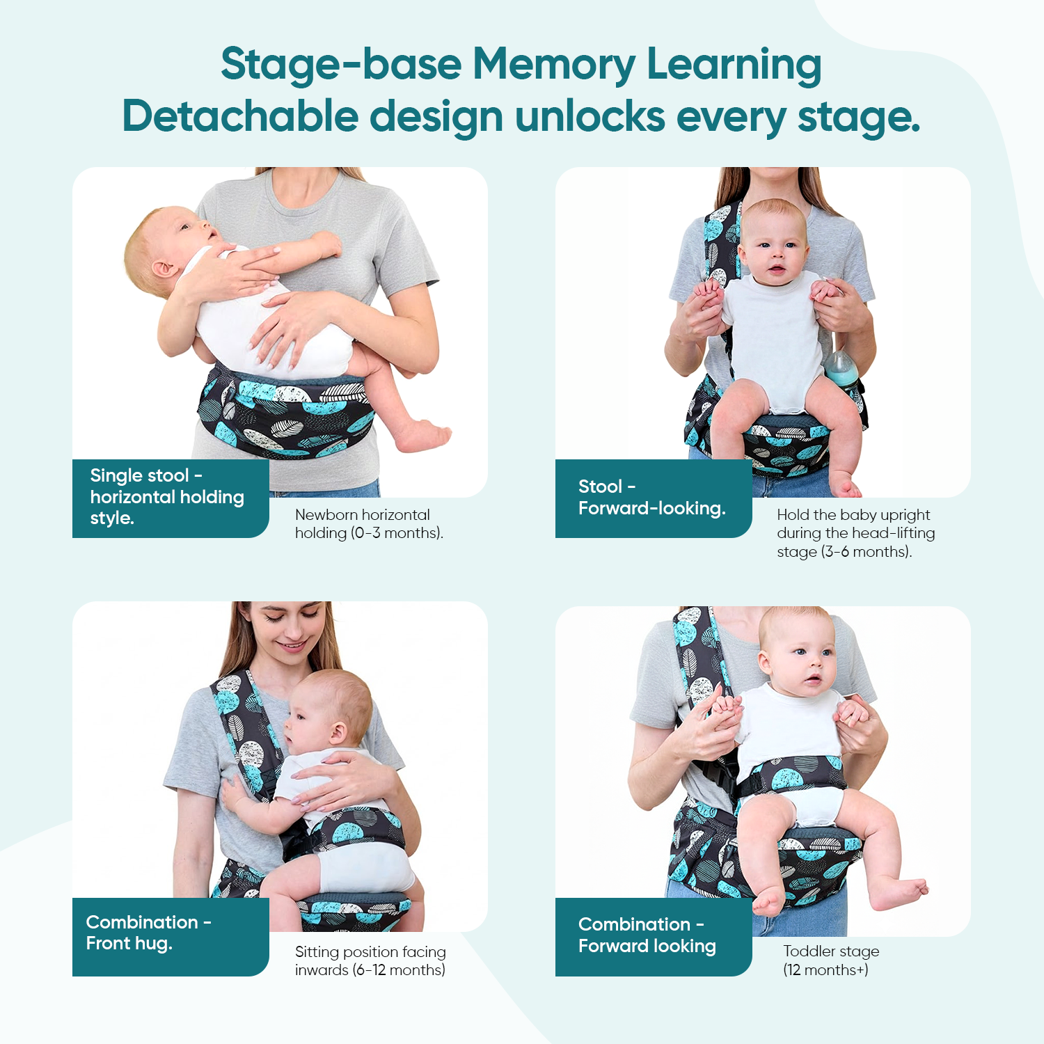 Angels & Mice Cuddle 4-in-1 Hip Seat Baby Carrier, Black & Blue