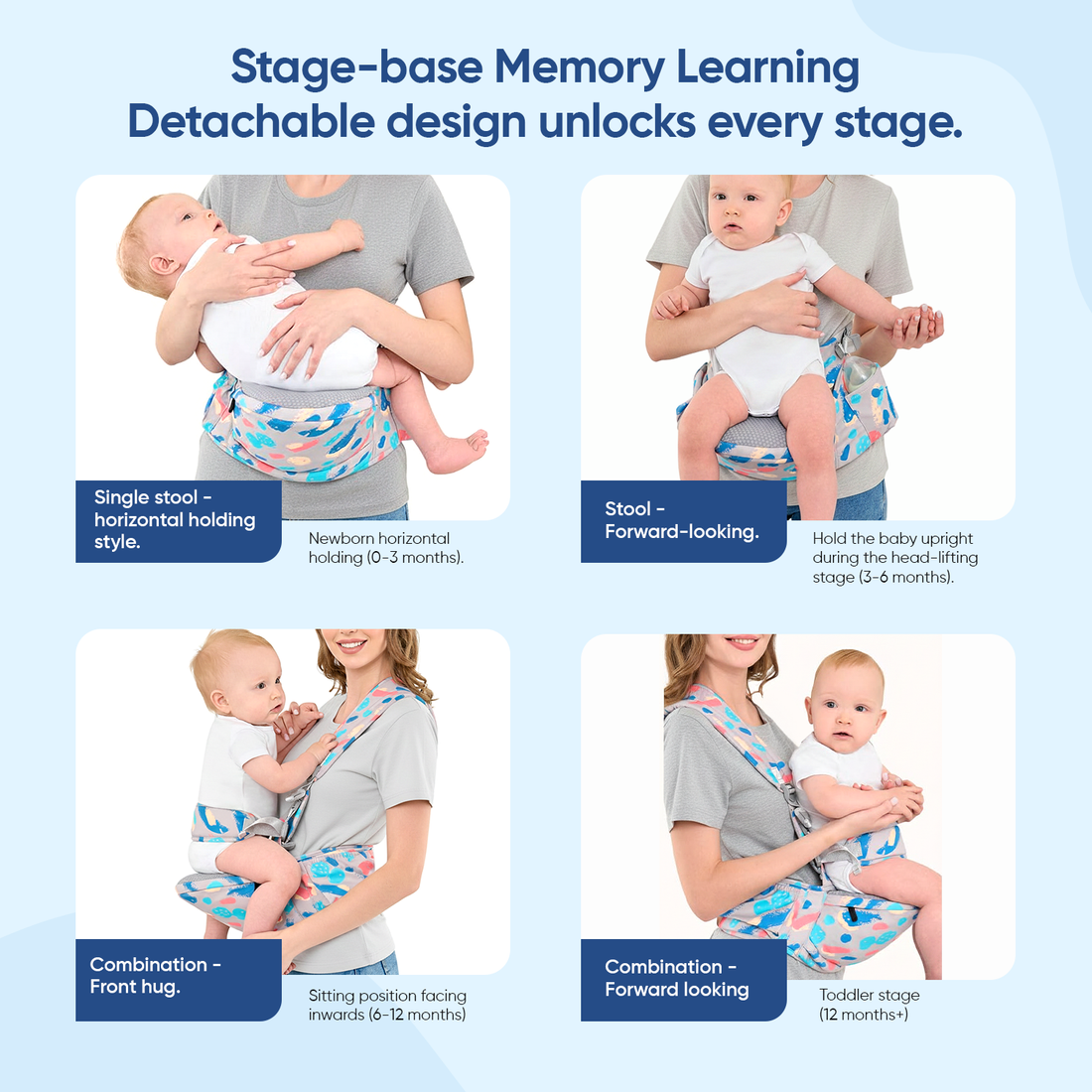 Angels & Mice Cuddle 4-in-1 Hip Seat Baby Carrier, Grey