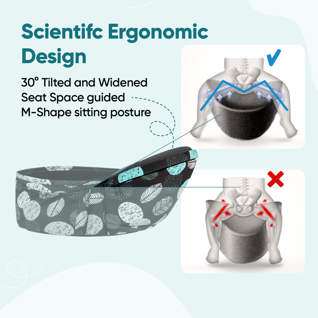 Angels & Mice Cuddle 4-in-1 Hip Seat Baby Carrier, Black & Blue