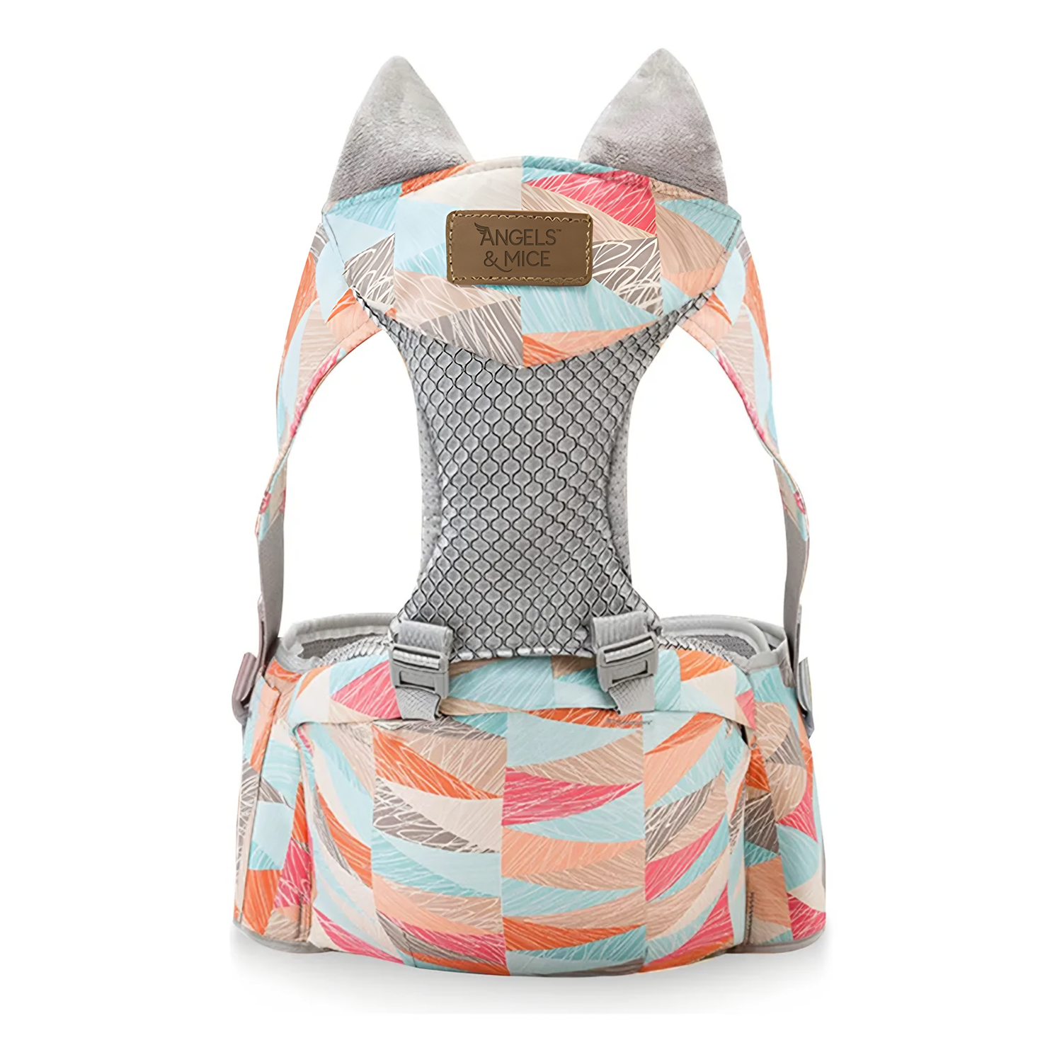 Angels & Mice Comfort Hip Seat Baby Carrier with T Belt, Pink & Blue