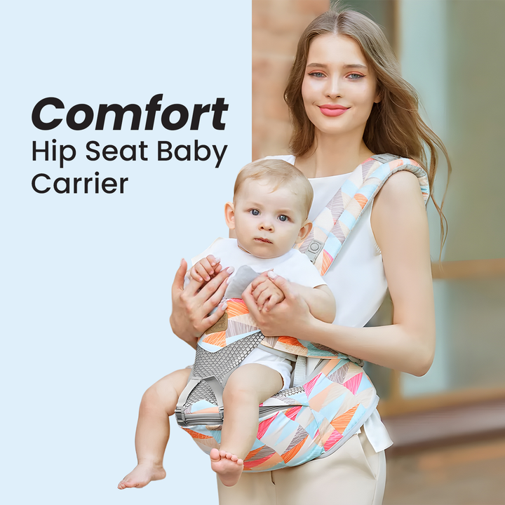 Angels & Mice Comfort Hip Seat Baby Carrier with T Belt, Pink & Blue
