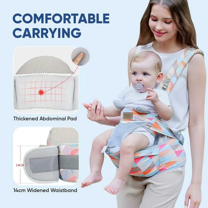 Angels & Mice Comfort Hip Seat Baby Carrier with T Belt, Pink & Blue
