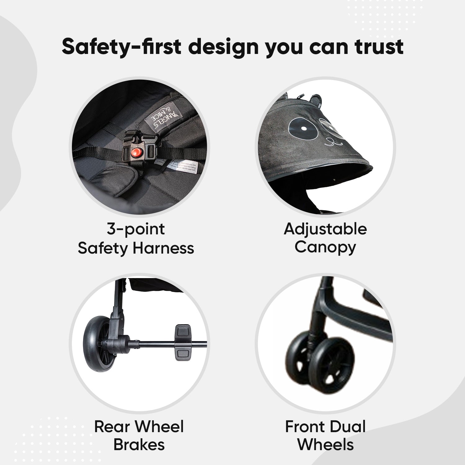 Panda Baby Stroller Black Edition - Angels & Mice