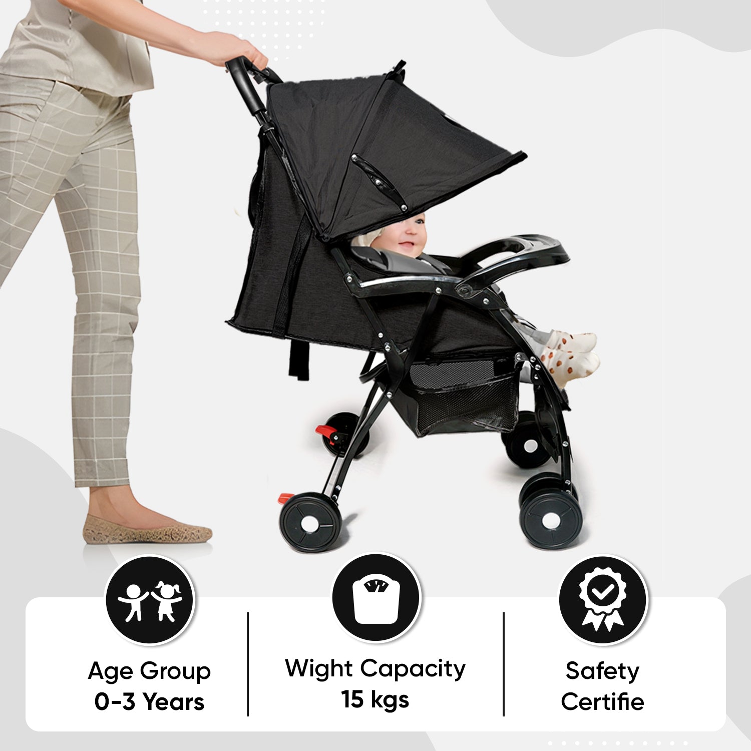 Panda Baby Stroller Black Edition - Angels & Mice
