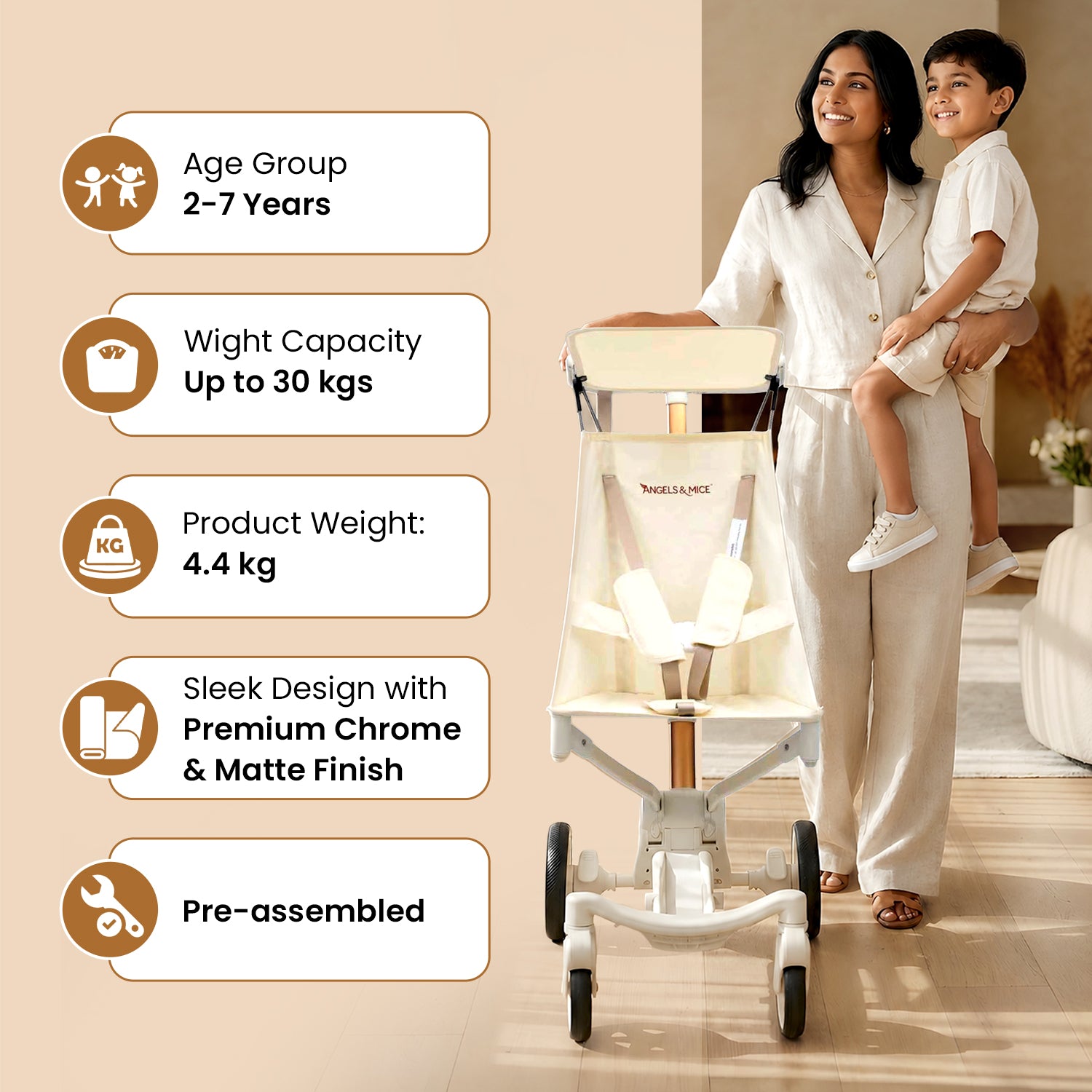 Angels & Mice Travel Cruiser Ivory Stroller