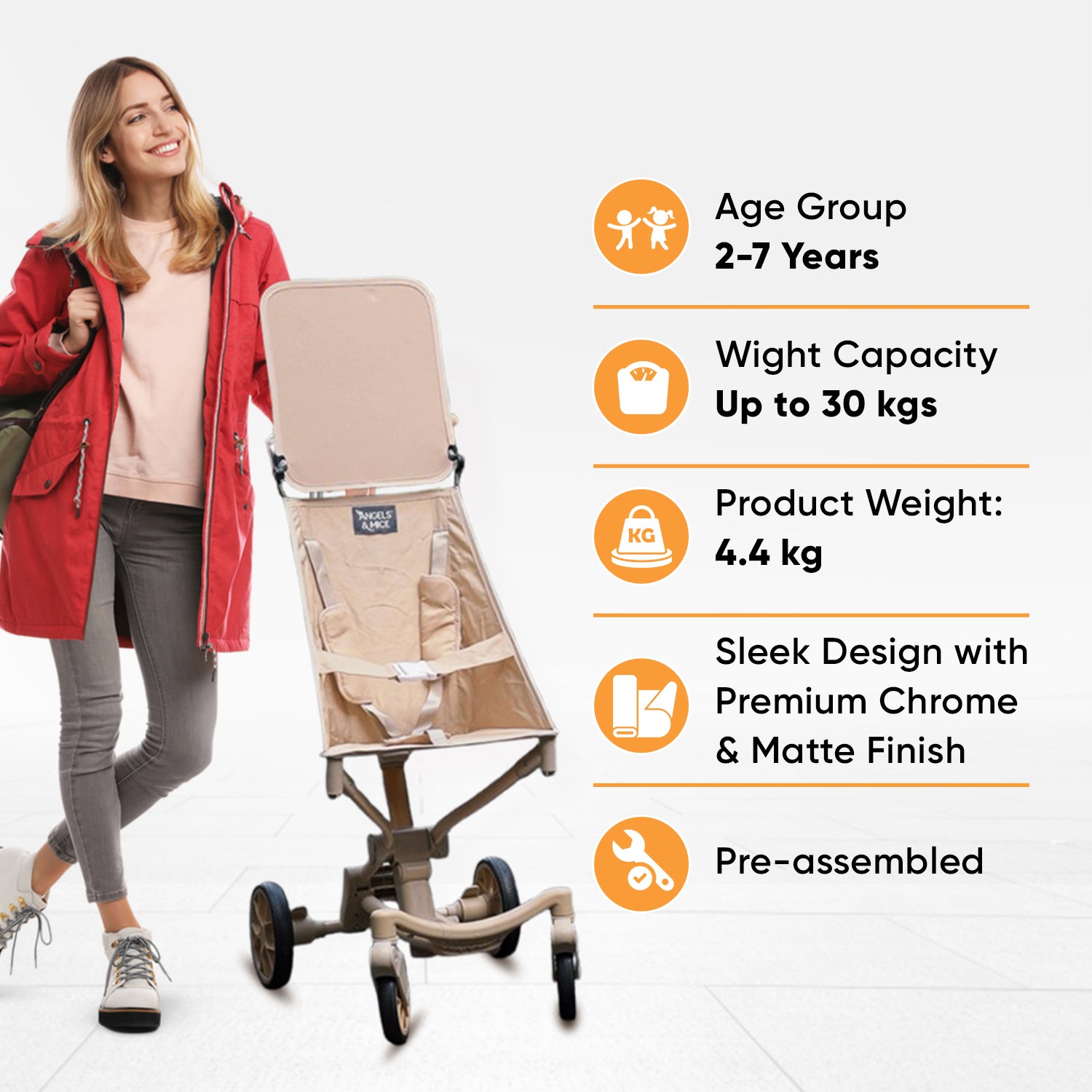 Travel Cruiser Soft Beige Stroller - Angels & Mice