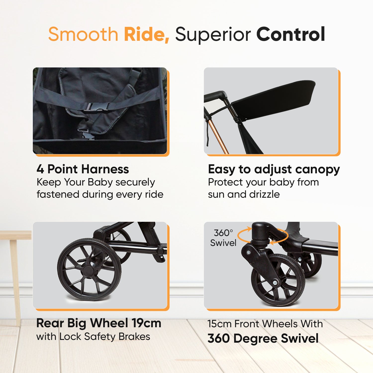 Travel Cruiser Classic Black Stroller - Angels & Mice