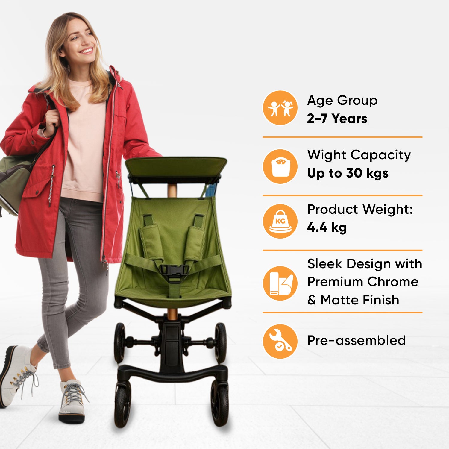 Angels & Mice, Travel Cruiser Stroller – Green & Gold