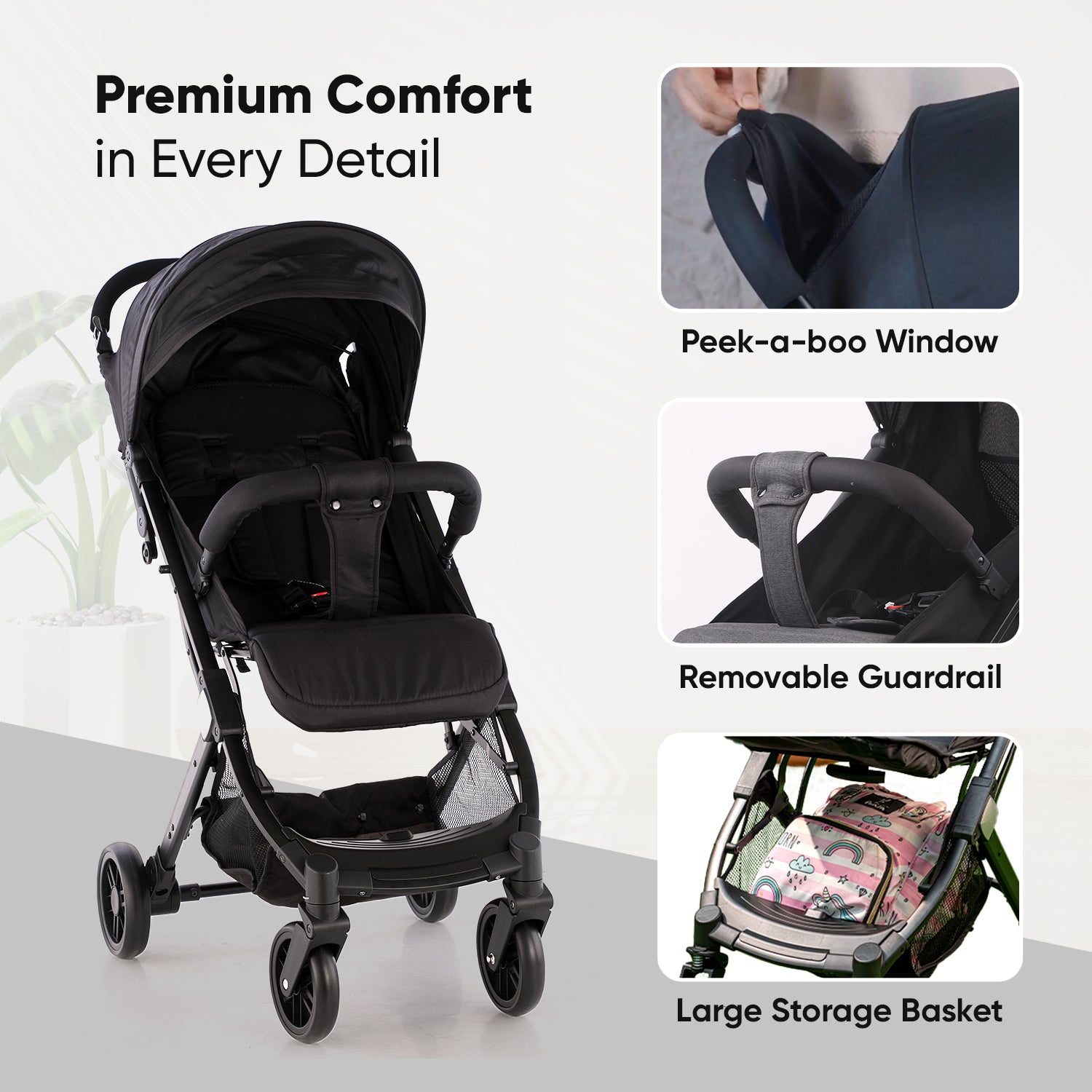 Urban Glide Black Baby Stroller / Pram - Angels & Mice