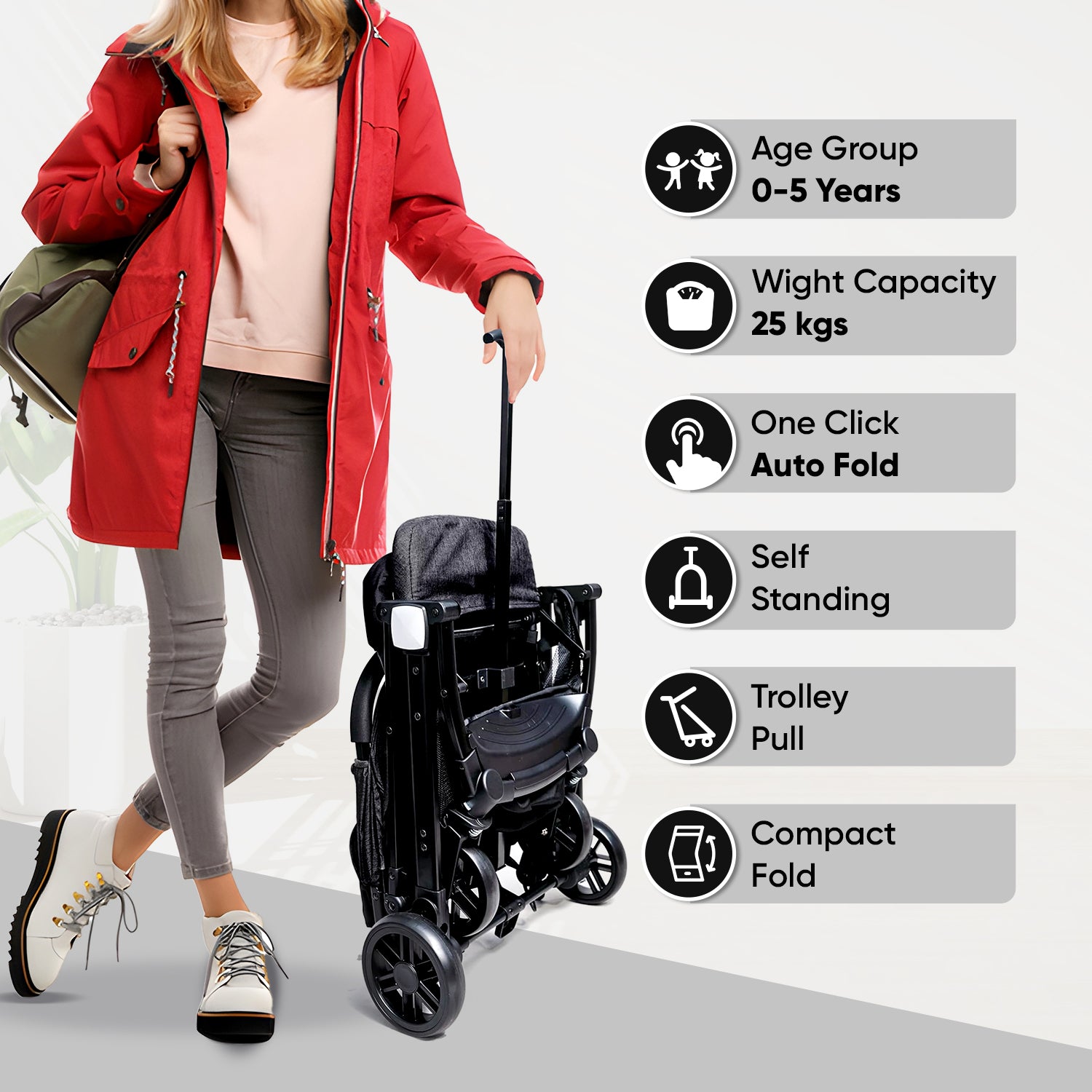 Urban Glide Black Baby Stroller / Pram - Angels & Mice