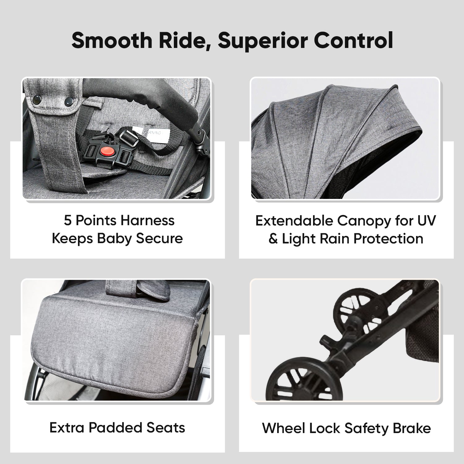 Urban Glide Grey Baby Stroller / Pram - Angels & Mice