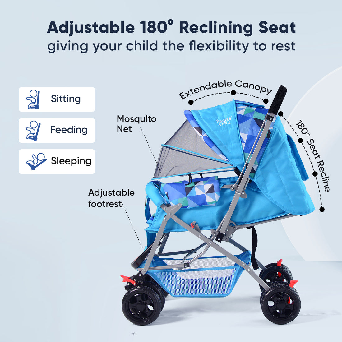 Wonder Cruise Aqua Mosaic Pram Stroller