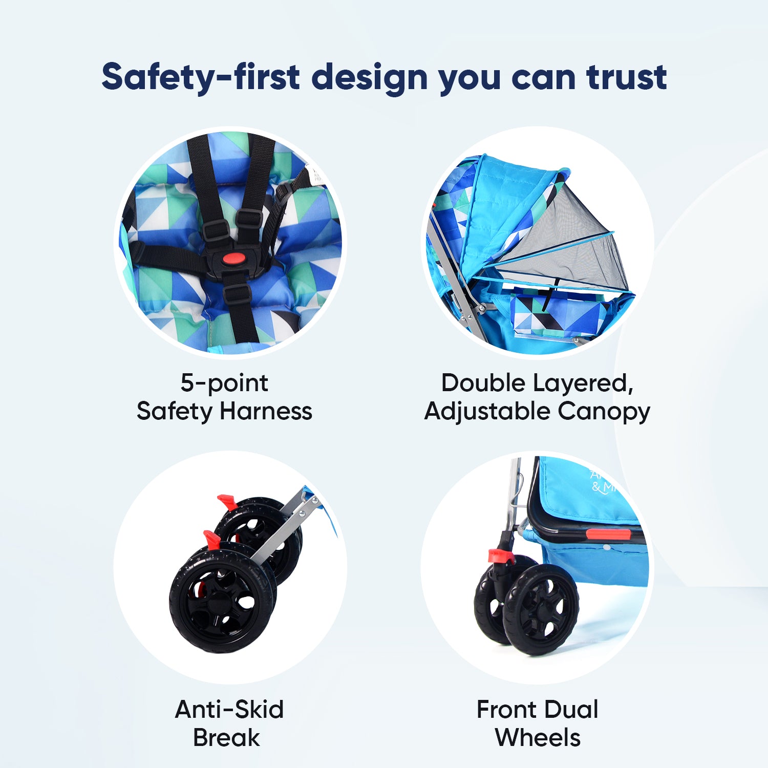 Wonder Cruise Aqua Mosaic Pram Stroller