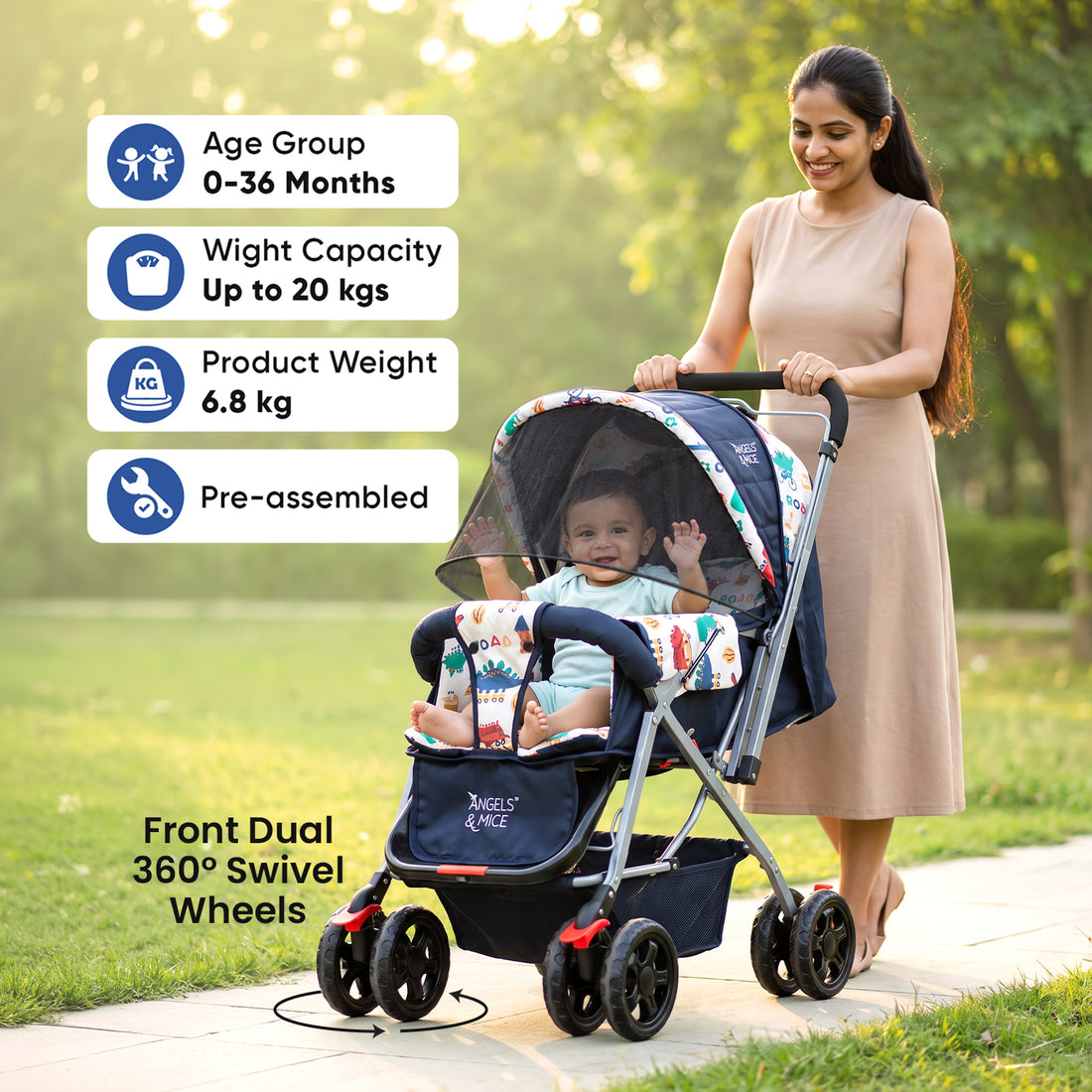Wonder Cruise dino Pram Stroller