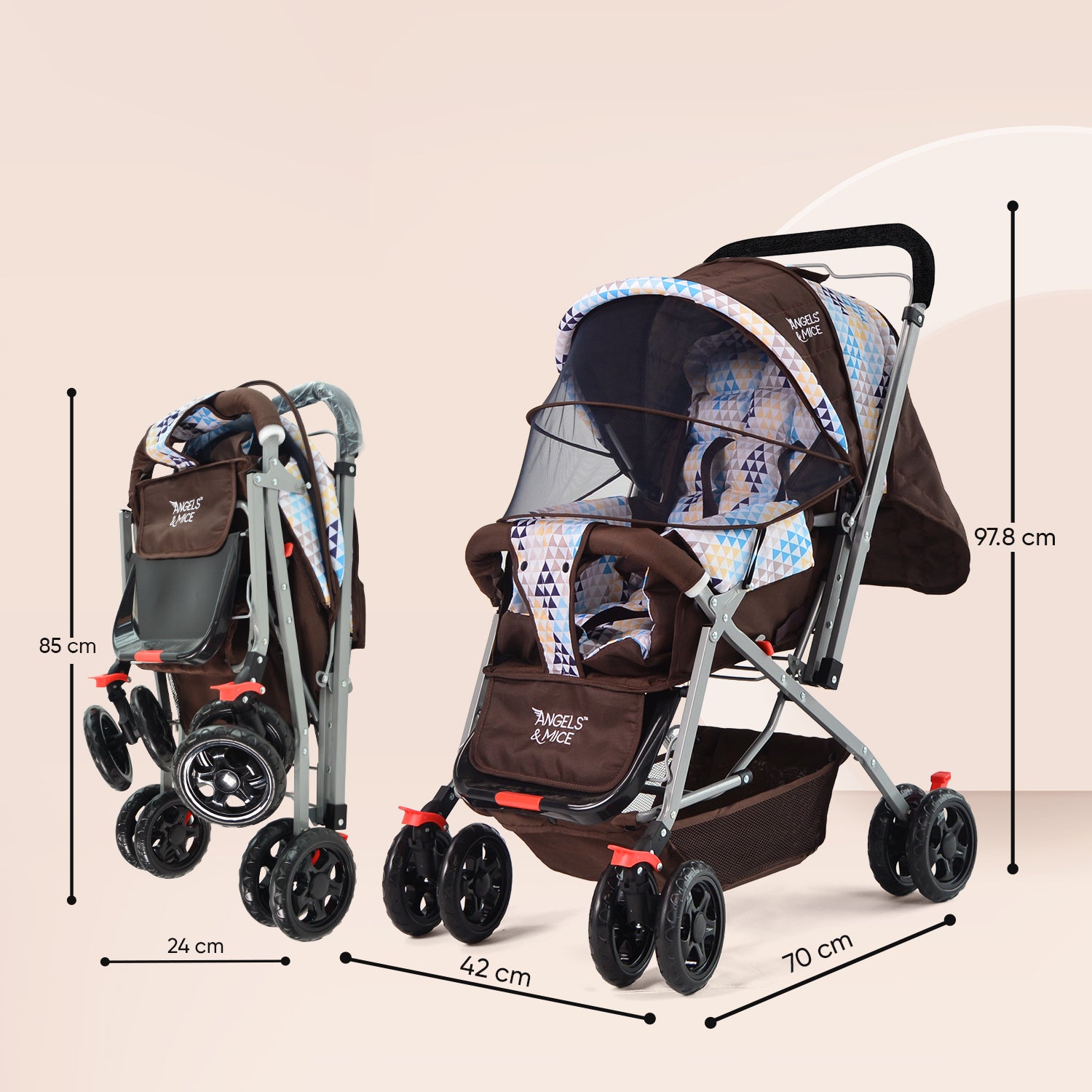 Wonder Cruise Choco Geo Pram Stroller