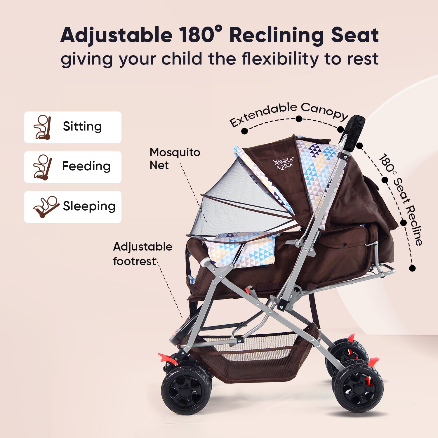 Wonder Cruise Choco Geo Pram Stroller