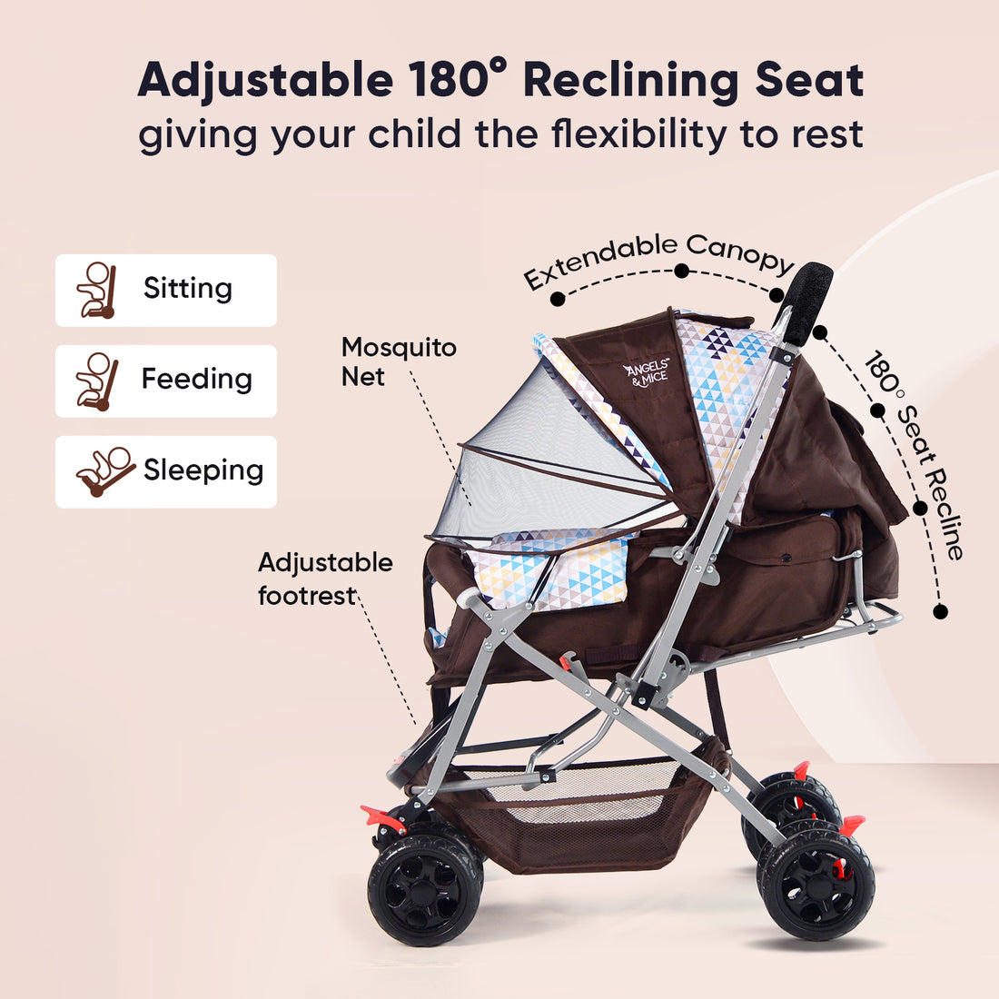 Wonder Cruise Choco Geo Pram Stroller