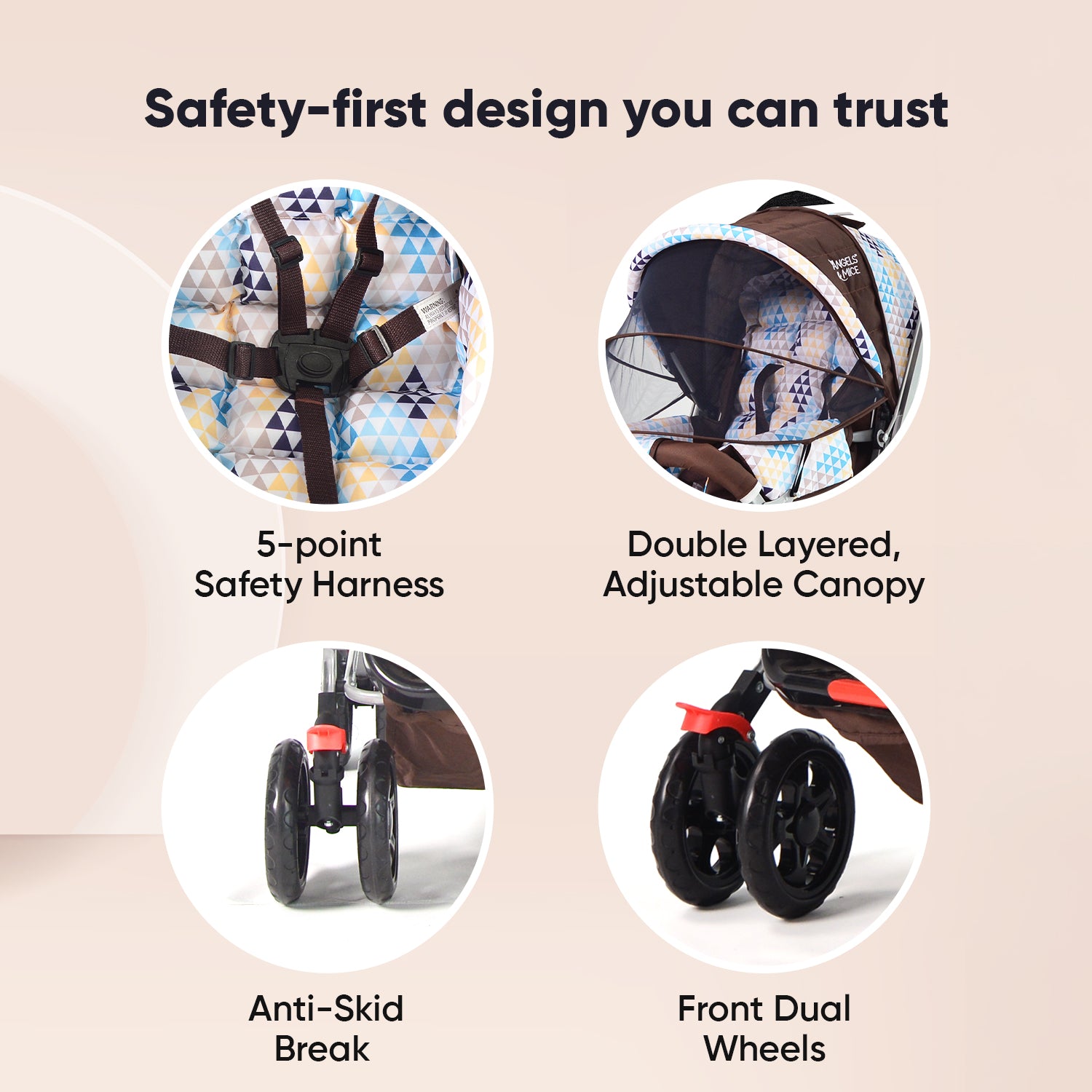 Wonder Cruise Choco Geo Pram Stroller
