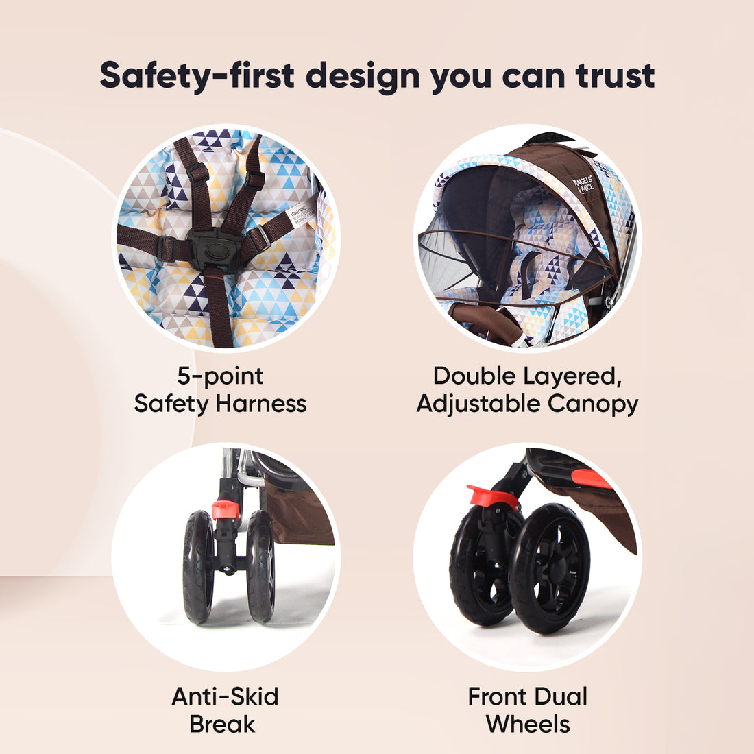 Wonder Cruise Choco Geo Pram Stroller